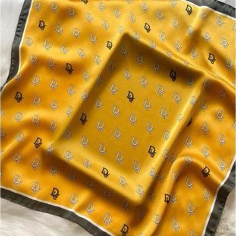 Yellow Luxury Pattern Square Scarf - Picture 2 of 6
